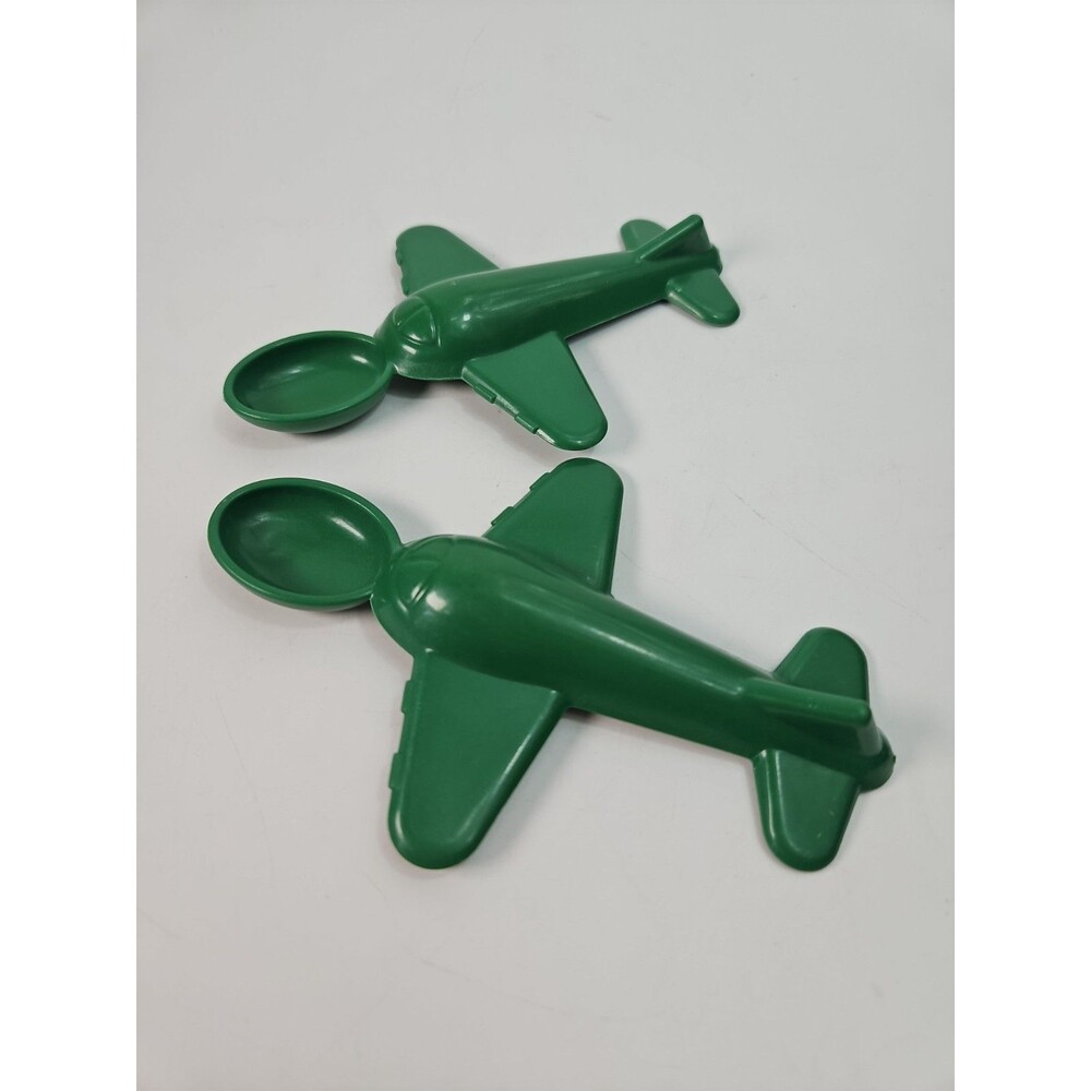 Vintage Airplane/Jet Baby Plastic Spoon Green